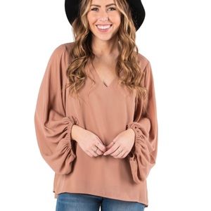 NWT Wishlist Apparel-Balloon Sleeve Boho Blouse Color is Ginger Size is Medium M